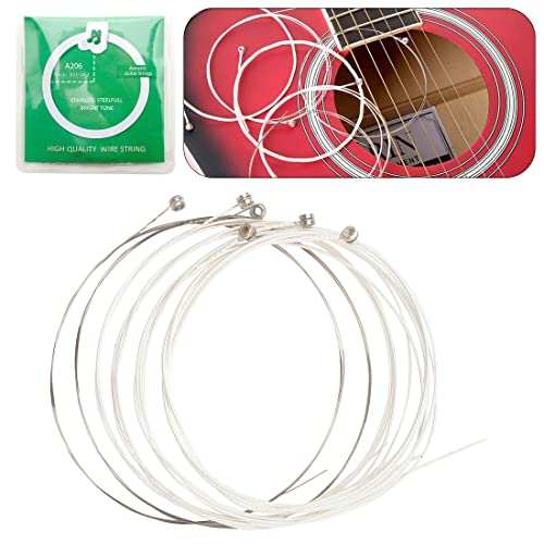 MuzcYM Lot de 6 cordes de guitare acoustique Flok 011-052 pouces en acier à haute teneur en carbone plaqué argent - Les Beatles, Paul McCartney, John Lennon, RIngo Starr, George Harrison MuzcYM Lot de 6 cordes de guitare acoustique Flok 011-052 pouces en acier à haute teneur en carbone plaqué argent