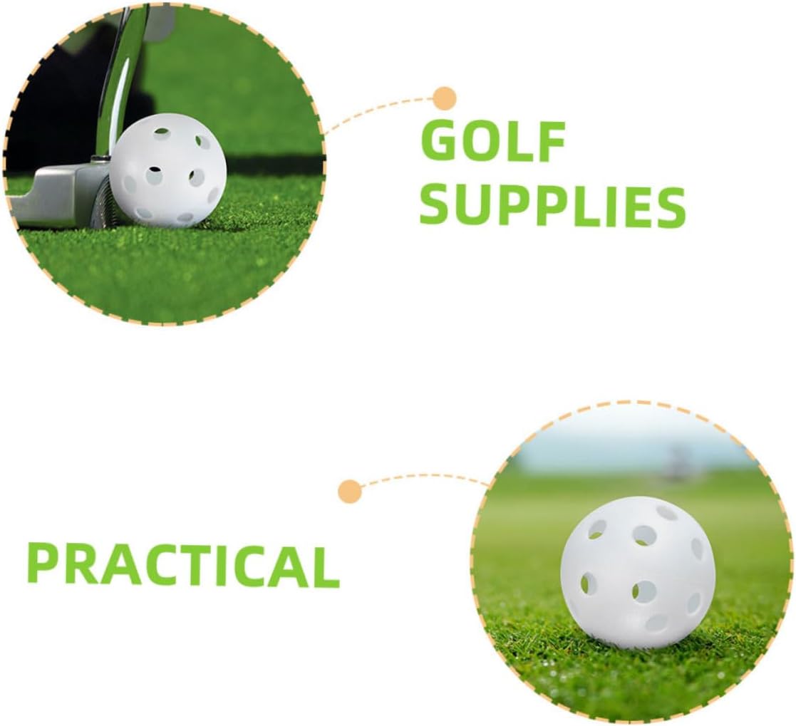 TOYANDONA 100pcs White Plastic Golf Practice Balls Hollow Lightweight Training Balls for Indoor Backyard Swing and Driving Range Use