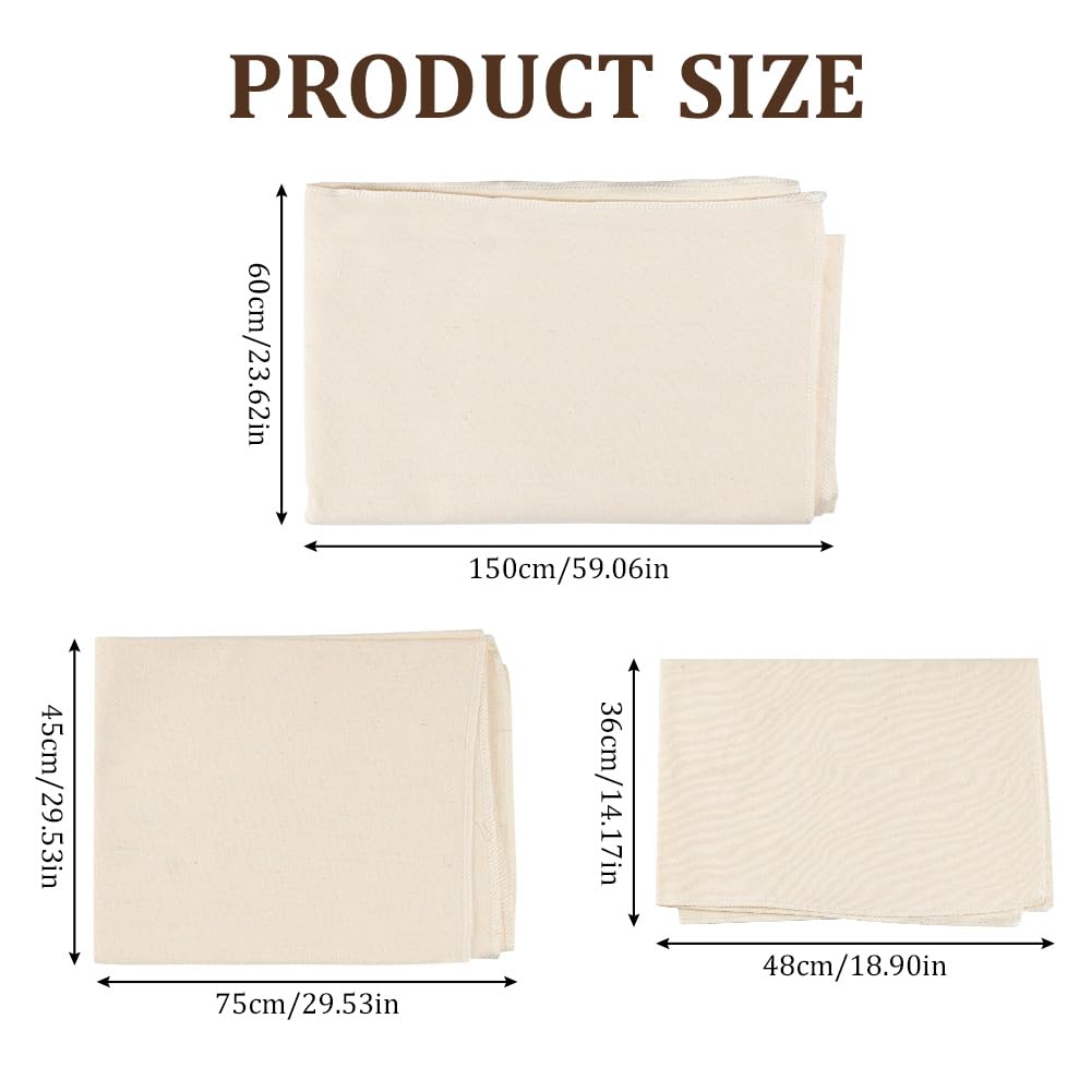 Set 3 Panni Per Lievitazione Pane In Cotone Naturale | 48x36cm, 75x45cm, 150x60cm - Per Panettieri E Casa - Foto 9