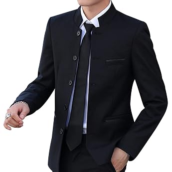 Casual Men's Blazers Jackets Stand Collar Business Sports Coats Jacket Slim Fit Button Solid Chinese Tunic Suits Prom