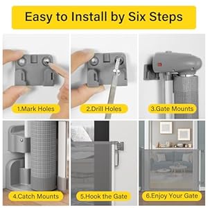 Retractable Baby Gates for Stairs, Dog Gates for Doorways, Mesh Baby Gate Extends to 54" Wide 34" Tall, Pet Gate Indoor Use for Hallways, Porch, Patio, Outdoor - Gray