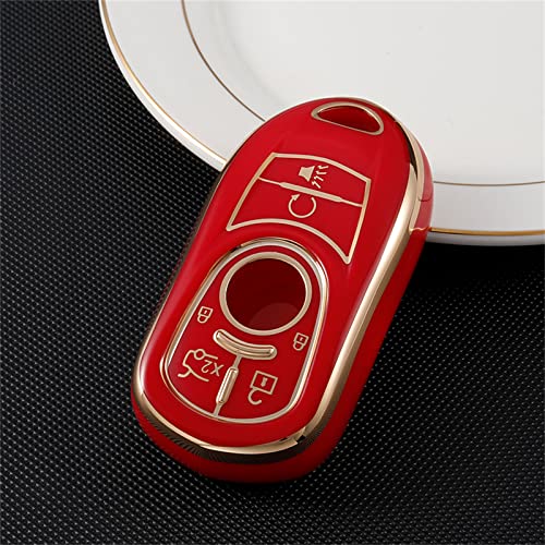 Image of for Buick Car Key Fob Cover Soft TPU with Keychain Shell Full Protective Smart Key Fob Case Compatible with Buick 2015-2023 GL8 Verano Enclave Regal Lacross Encore Envision 6 Button, Red