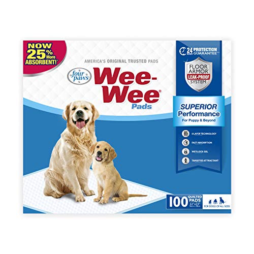 Four Paws Wee-Wee Superior Performance Puppy & Dog Training Pads 100-Count Standard 22"