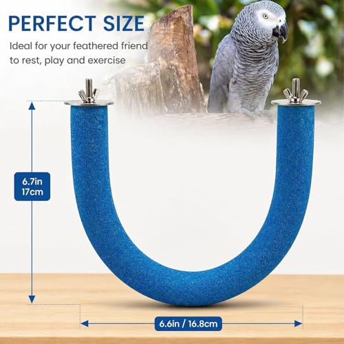 Image of RYPET Parrot Perch Rough-surfaced - Quartz Sands Bird Cage Perches for Medium to Large Bird, U Shape Large