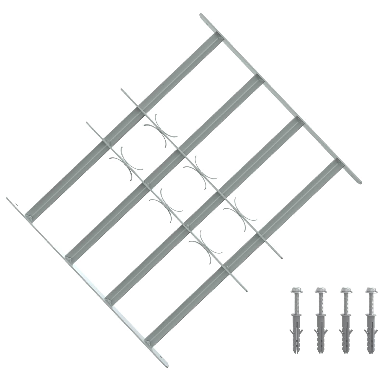 3 rejillas de seguridad para ventanas de acero galvanizado, ajustables de 430 a 740 mm, montaje horizontal, para marcos de ventanas, ventanas giratorias, sótanos y claraboyas