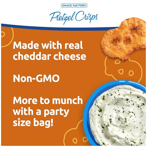 Image of Snack Factory Pretzel Crisps, Cheddar Cheese, Party Size, 14 Oz (Pack of 2)