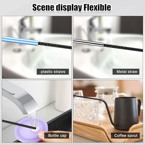 Image of 2pcs Silicone Straw Brushes, 9.45 Inch Extra Long Bendable Cleaner Pipe Crevice Washing Brush Reusable Drinking Water Bottle Straw Cleaner Kitchen Cleaning Tool for Narrow Neck Containers(Black)