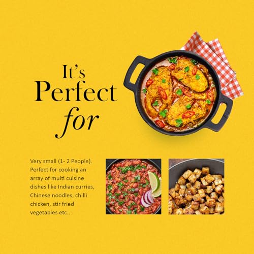 Image of Kichera Pre Seasoned Cast Iron Smooth Kadai | Nonstick Iron kadhai | 100% Pure & Toxin-Free, No Chemical Coating 7inch