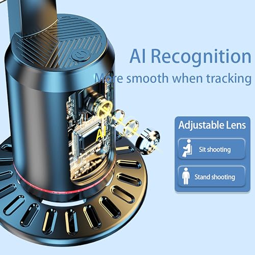 MQOUNY Auto Face Tracking Phone Holder, 360° Rotation Face Body Phone Tripod Smart Shooting Camera Mount with Rechargeable Remote and Light for Live Vlog Streaming Video, Rechargeable - Image 3