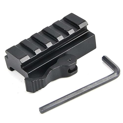 DRAXX Sports Réhausse Picatinny QD 5 Slots - Montage élévateur pour Rail de 20mm à dégagement Rapide, pour élévation d'une Optique Lunette ou Laser sur Fusil Arme et Airsoft Cover