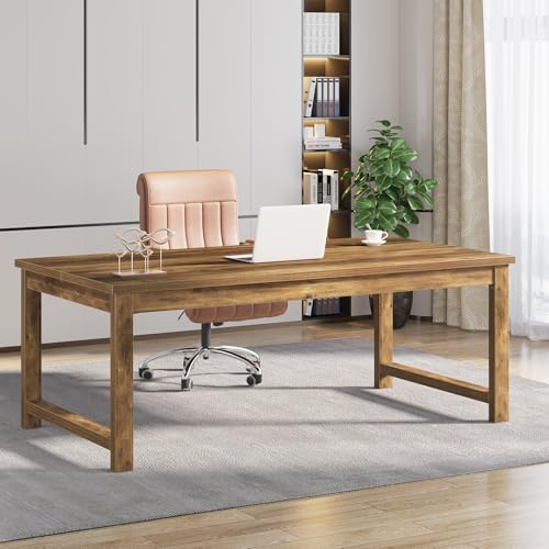 Image of Tribesigns Modern Computer Desk, 63 x 31.5 inch Large Office Desk Computer Table Study Writing Table Workstation for Home Office, Brown Wood