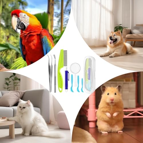 Werkzeug zur Entfernung von Hundemilben, Hundemilbenentferner - 8 Stück Zeckenentfernungspinzette, Werkzeug zur Entfernung von Hundemilben, Kompakter Flohzeckenentferner