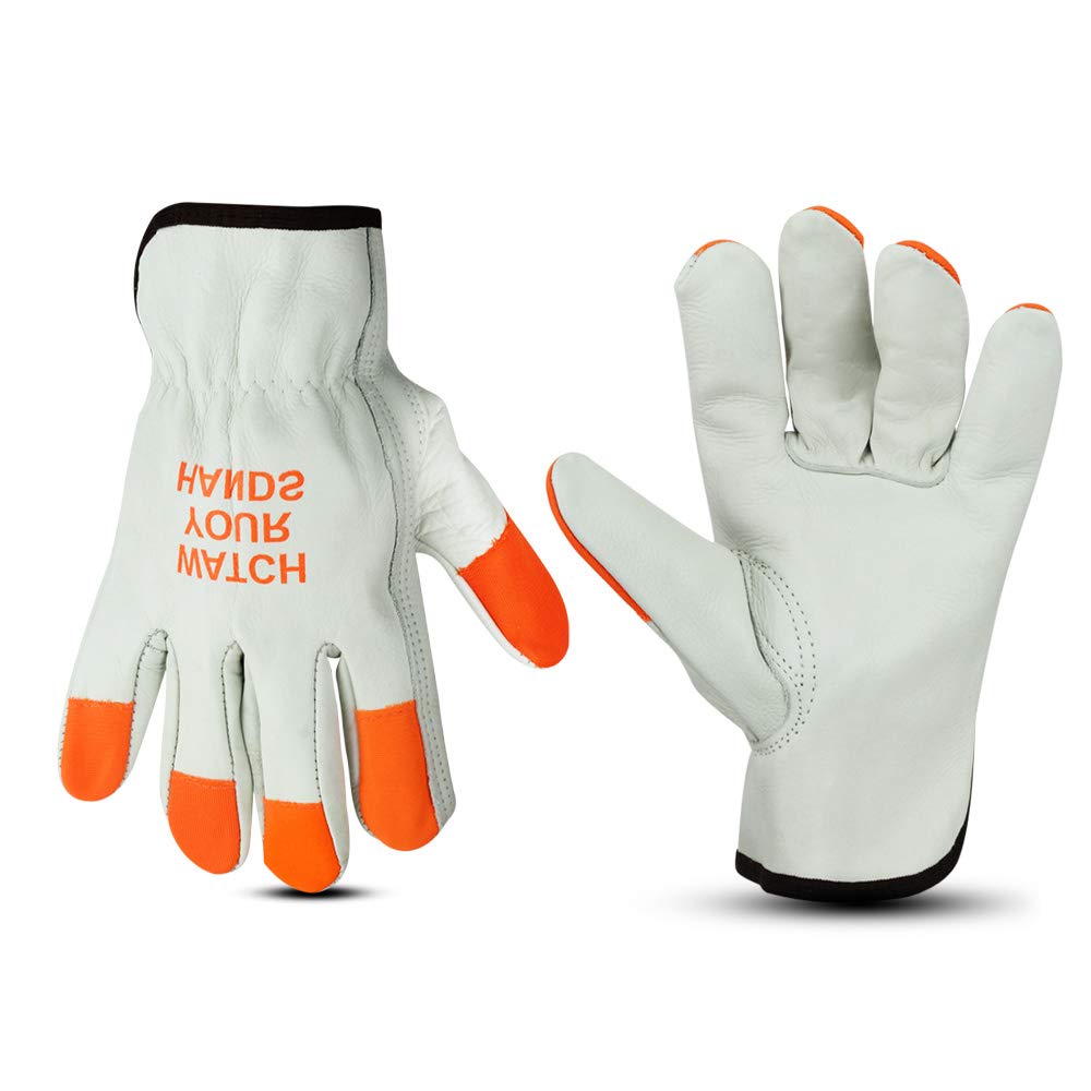 Glove Station "Watch Your Hand" Arbeitshandschuhe aus genarbtem Rindsleder, ungefüttert, Leder, Handschutz, erhältlich in den Größen S - XL (M, M, 12er-Pack)