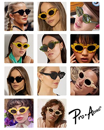 Pro Acme Trendy Flower Sunglasses Cat Eye for Women Men Retro Fun Chunky Y2K Glasses Shades UV4002