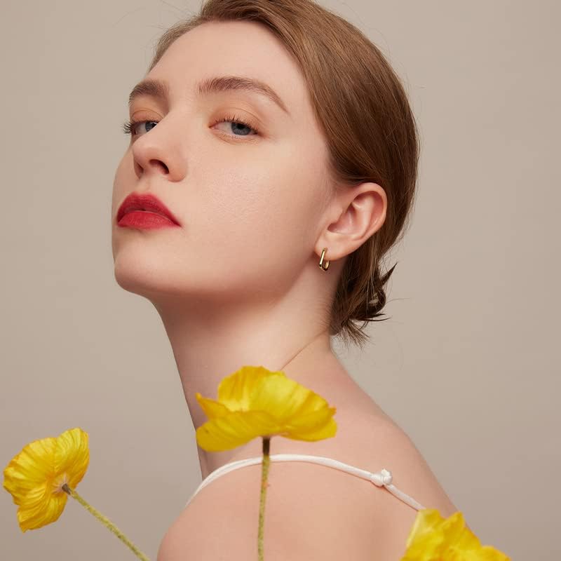 Miniatura 2 de BISAER 925 Sterling Silver Cute Hoop Earrings for Women Hypoallergenic Small Sleeper Tragus Hoop Earrings Cartilage Jewelry Gifts