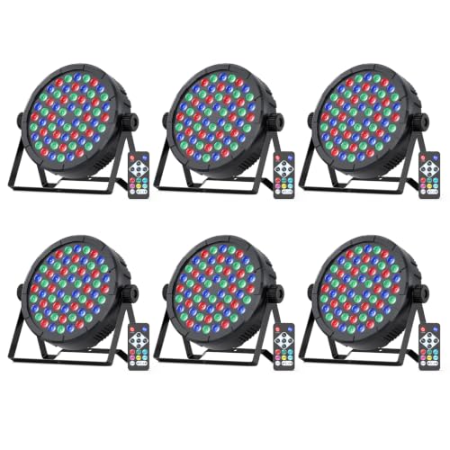 Image of RGB Stage Par Lights 60 LED Uplights, Remote 7CH DMX512 Auto Sound Activated Uplighting Indoor, DJ Lights for Parties Event Wedding Club Church Band Stage Lighting(6 Pack)