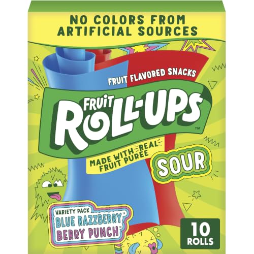 Fruit Roll-Ups Sour Fruit Flavored Snacks, 10 rolls