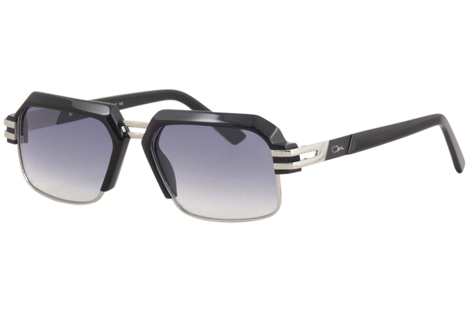 Cazalmens 6020 002sg Black Silver Retro Rectangle Sunglasses 56mm