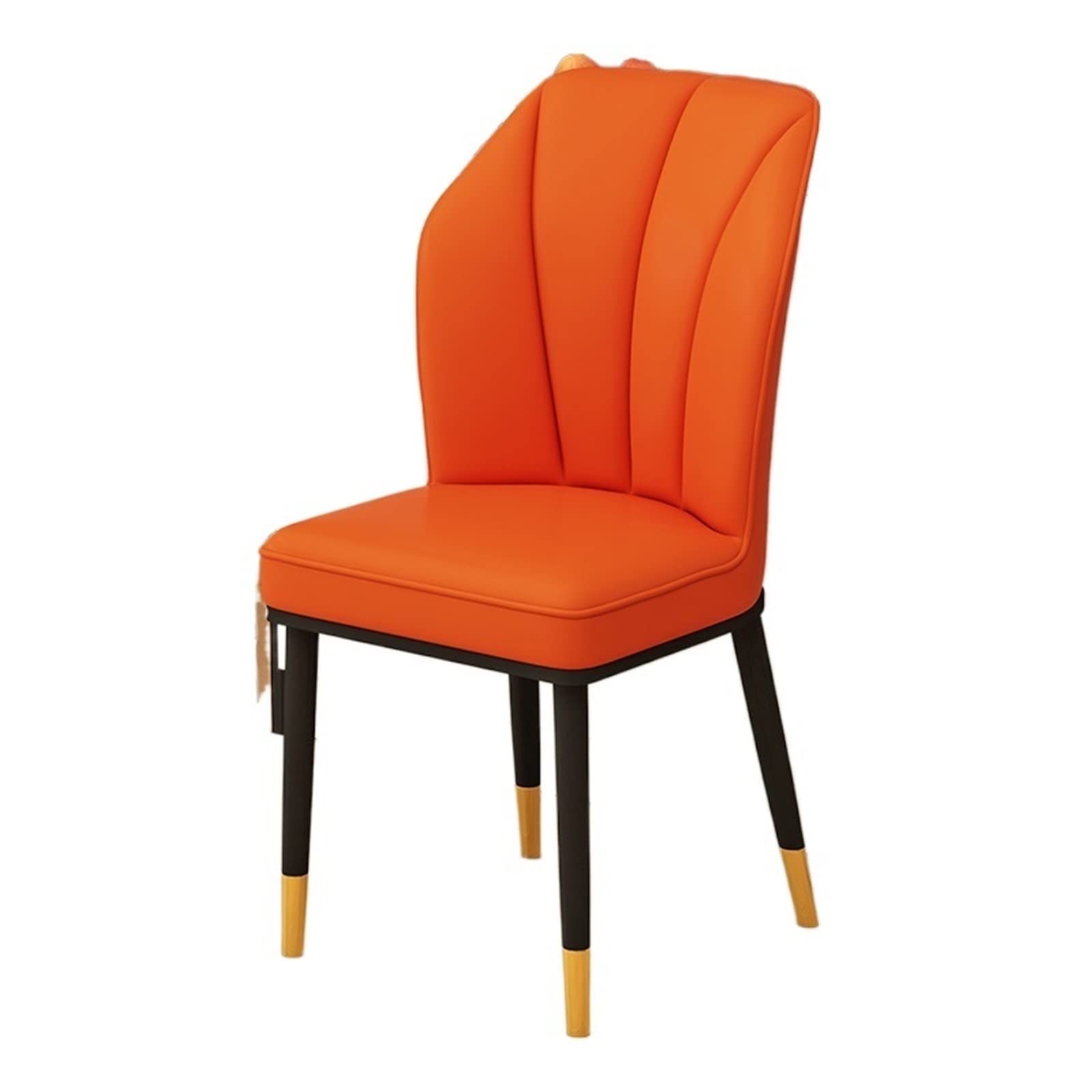 UYKUM Bedroom Chair, Black Metal Legs Dining Chairs Metal Comfortable Minimalist Office Soft Chairs Kitchen Backrest Sedie Luxury Furniture (Color : Orange)