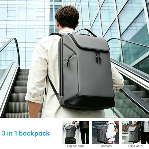 Image of FUTURE AESTHETICS Business Commute Backpack for Men and Women, Waterproof 15.6 Inch Laptop Backpack, Durable Flight-Approved Travel Backpack for Work /College,Grey