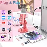 ZealSound Podcast Microphone pour iPhone PC & Mac, annulation du bruit USB Mic avec volume, Mute & Contrôle de l'écho, surveillance de la latence zéro, pour ASMR, Podcasting, enregistrement vocal & La voix au-dessus - K66 rose