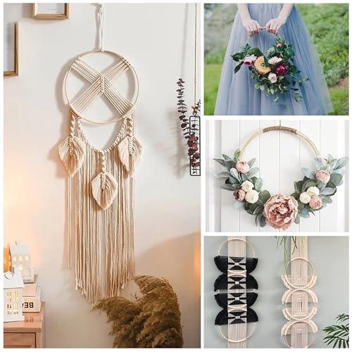 SRTSTR 12 Stück Holzringe zum Basteln 15cm Traumfänger Ringe Holzringe Makramee Ringe Holzreifen zum Basteln Bambus Floral Hoop für Blumenkranz Hochzeitskranz Deko und Wandbehang DIY Handwerk