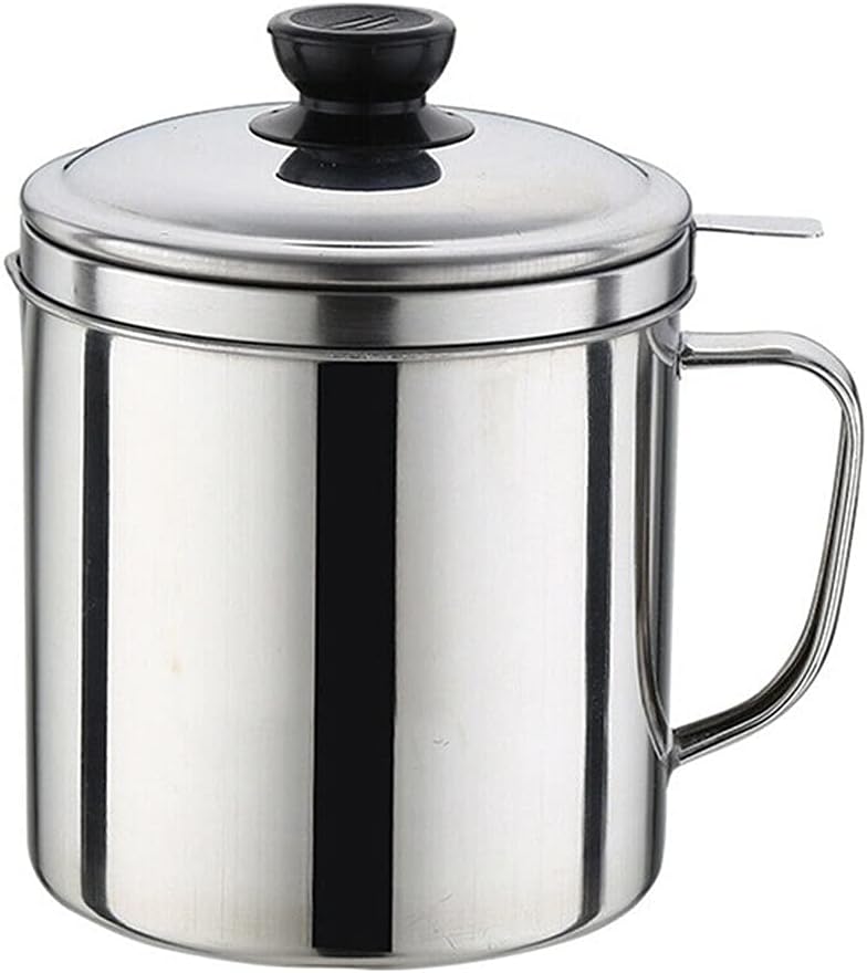 1.8L Stainless Steel Oil Strainer Pot Portable Container Jug Storage Can Filter Leakproof Dispenser Kitchen Gadgets