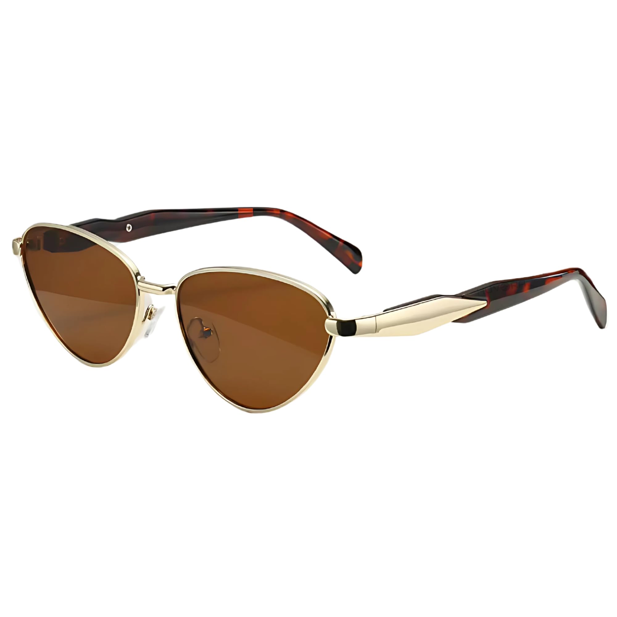 Designer Cat Eye Oval Sunglasses for Women Men Stylish | UV Protected Branded Goggles | Alloy Frame Luxury Sun Glasses | Metal Hinges Anti Glare Retro Fashion Shades-image-1