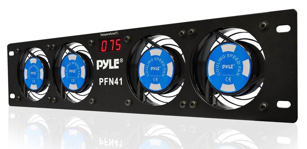 Pyle - Sistema de ventilador de refrigeración Pro PFN41 de 19 pulgadas con pantalla de temperatura