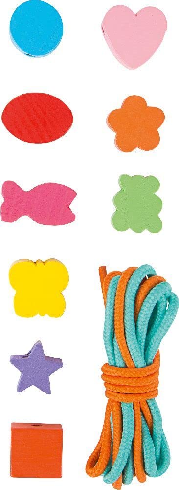 7594 Inserto creativo small foot, con perline di legno in molti colori e forme, nastri inclusi, a partire da 3 anni.