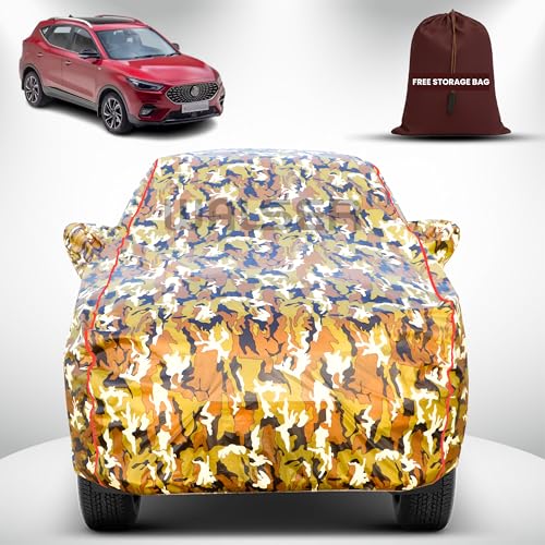 Image of Walser Waterproof Car Cover for MG Astor | All-Weather Full Car Body Protection | with Mirror & Antenna Pocket | Dustproof, Windproof & Anti-Scratch Lining, Camouflage