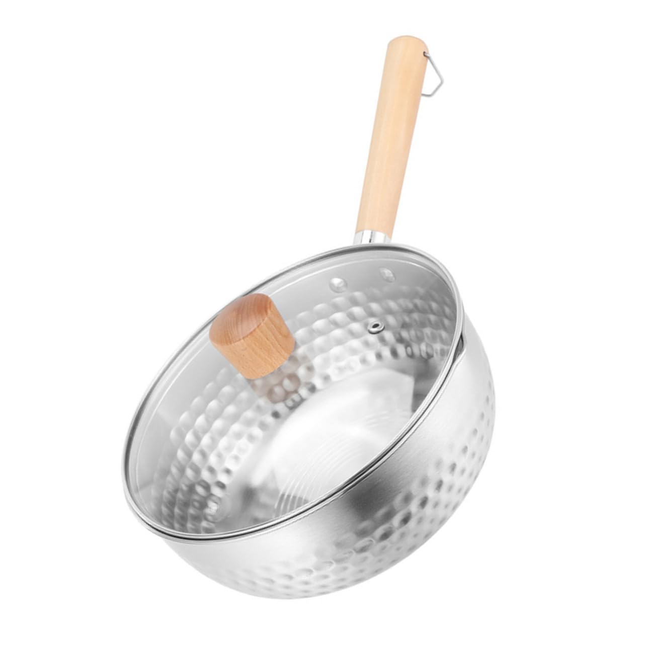 Edelstahl Kochtopf mit Deckel, Silber, für Babybrei und Suppe | Ergonomischer Griff, Antihaftbeschichtet, für Milchsoßen und Instant Nudeln
