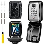 Key Safe Wall Mounted Police Approved, Key Lock Box Outdoor, Key Safe Boxes Large Key Lock Cabinet Outside, Weatherproof Security Keysafe Lockbox for Keys, Key Hider Box with Resettable 12-Digit Code