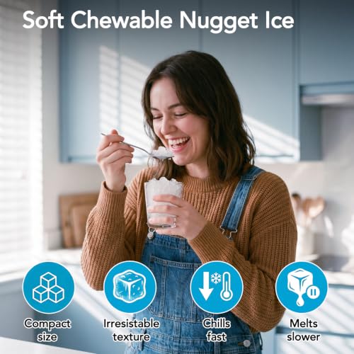 Image of COWSAR Nugget Ice Makers Countertop Soft Chewable Pellet Ice Machine with Auto-Cleaning Function, 34Lbs /24H, Portable Ice Makers for Kitchen, Office, Home