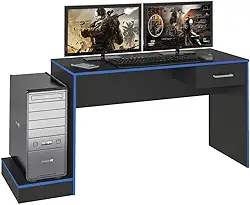 Mesa para jogos online GAMER cor Preto/Azul - Artely