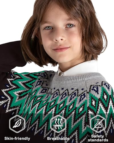 Image of BOBOYOYO Boys Sweaters 100% Cotton Cable Knit Kids Sweater Striped Pullover