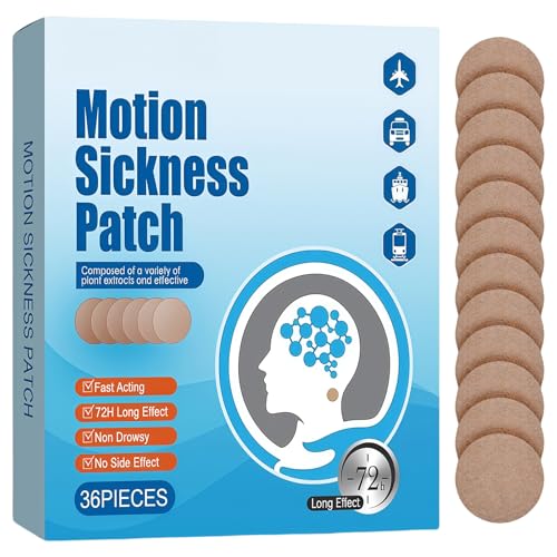 Motion Sickness Patches 36 PCS Anti Nausea Patches for Travel Sea Sickness Relief Prevent Vomiting & Nausea