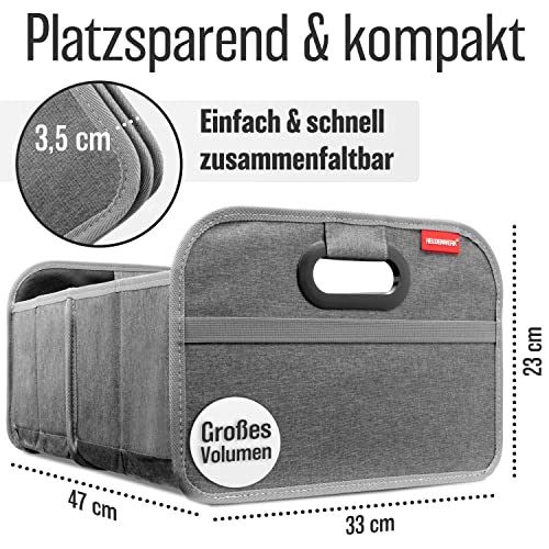 HELDENWERK Kofferraumtasche faltbar mit Anti-Rutsch-Klett - Kofferraum-Organizer, Auto Faltbox, Einkaufstasche - verstärkt und stabil