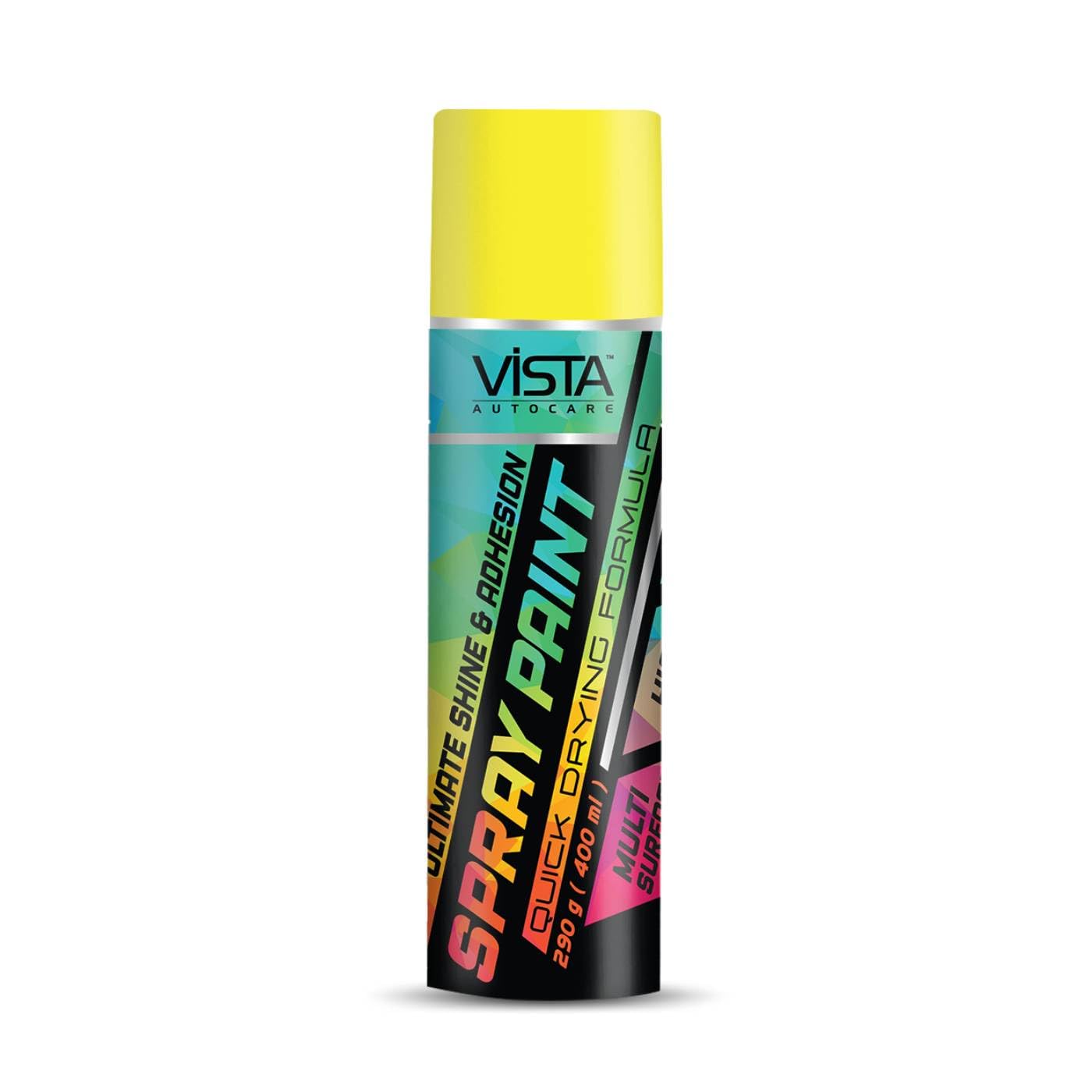 Vista Auto Care Spray Paint 400 ml (290 g) Quick Drying with Gloss finish for Metal, Wood, Walls | DIY Acrylic Spray Paint (Canary Yellow)