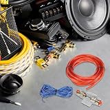 QWORK Zestaw kabli do wzmacniacza samochodowego, 10GA 600 W, 4,5 m, subwoofer, zestaw przyłączeniowy kabla, do Car Audio