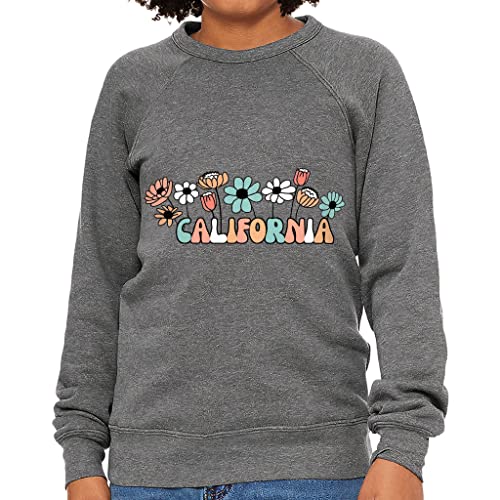 California Design Kids' Raglan Sweatshirt - Floral Sponge Fleece Sweatshirt - Unique Design Sweatshirt - Deep Heather, L #TOP7