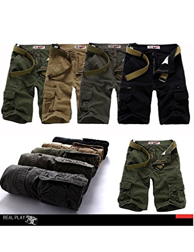 Bestgift Bermuda masculina estilo combate, 5 cores, Verde militar, G