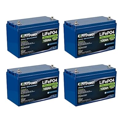 ExpertPower 4 Pack 12V 100Ah Lithium LiFePO4 Deep Cycle Rechargeable Battery | Bluetooth | 2500-7000 Life Cycles & 10-Year Lifetime | Built-in BMS | RV, Camper, Solar, Overland, Off-Grid