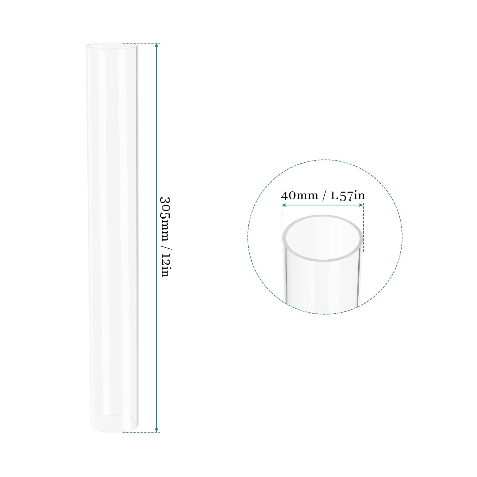 Tube Acrylique Transparent Rigide 6mm ID 8mm OD Lot De 4 - 25cm Pour Lampes, Lanterne Et Refroidissement Eau