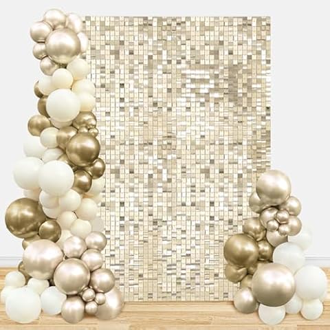 Light Gold Glitter Wall Panels 3ftx6ft Shimmer Party Backdrop Sequin Backdrop for Anniversary Bridal Shower Engagement Birthday Wedding Decorations Cover
