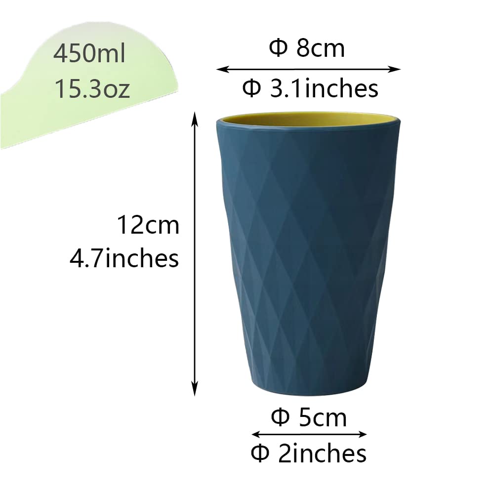 Bicchieri per spazzolino da denti a diamante, 3 pezzi, 433,7 g, bicchieri da bagno a doppio colore, infrangibili, riutilizzabili, (rosa, azzurro e blu scuro)