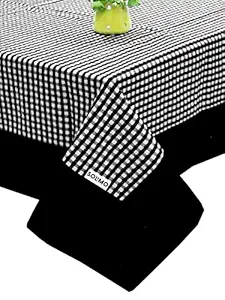 Amazon Brand - Solimo Cotton Table Cover - (6 Seater, Black) Pack of 1