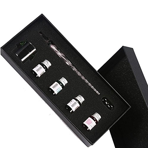 Image of Crystal Glass Dip Ink Set, 4 Pcs Non-Carbon Signature Creative Writing Tools Gift for Art Decoration - Four Colors Available (Pink Sets)