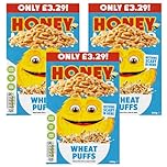 Honey Wheat Puffs 520g – Puffed Wheat Sweetened with Sugar & Honey, Fortified with Vitamins & Iron – Mnt (3 x Pack)