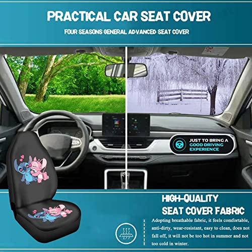 Cartoon Car Seat Cover Full Set - Universal Fit, Anime Automotive Seat Covers, 2 Piece Car Front Seat Covers + 2 Piece Split Seat Cover Back Seat Washable Car Seat Cover For Suv, Sedan(Color:style 1) #TOP3